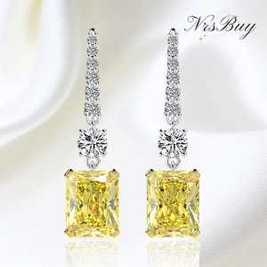 rectangular pendant high ice diamond earrings
