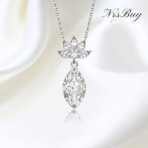 Horse eye zirconia ice flower cut necklace
