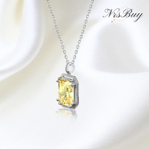 Yellow small octagonal zircon Pendant