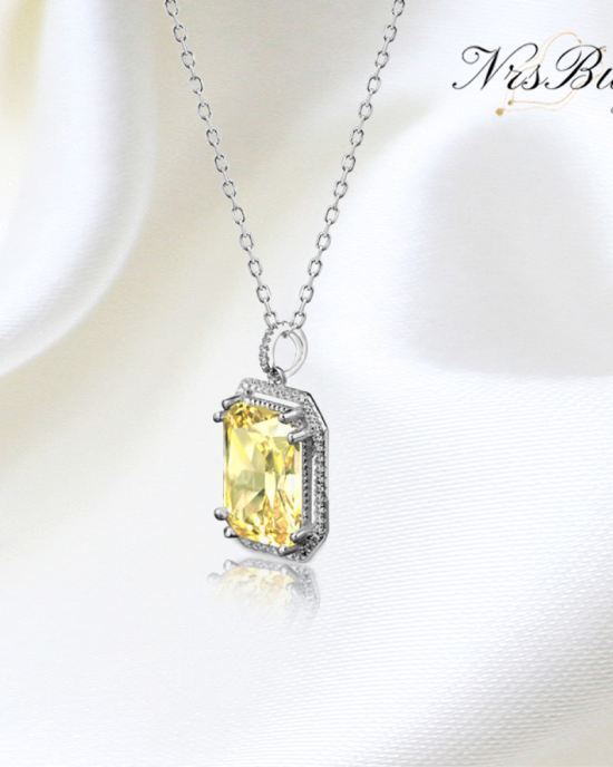 Yellow small octagonal zircon Pendant