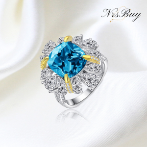 Ice cut flower shaped high carbon diamond ring