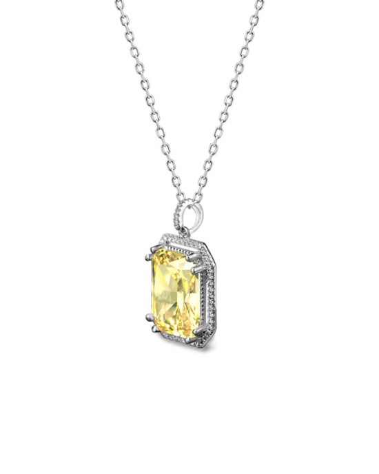 Yellow small octagonal zircon Pendant