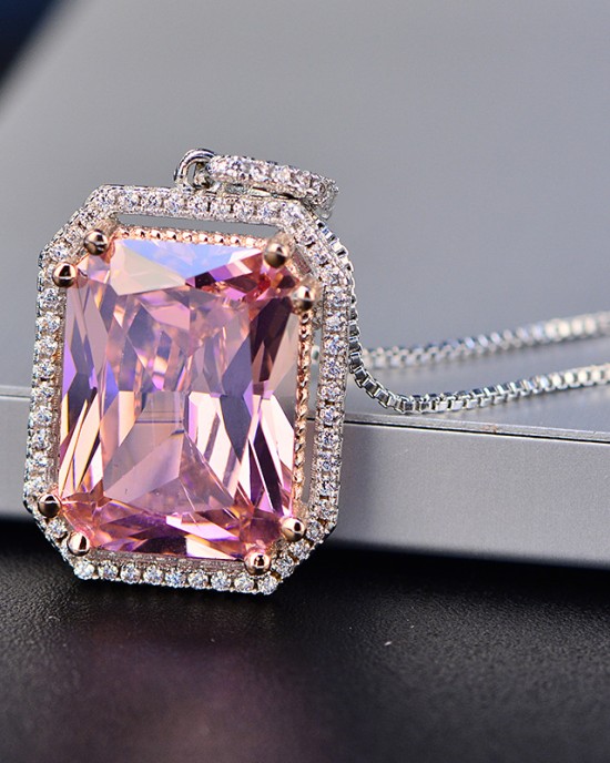 Yellow small octagonal zircon Pendant