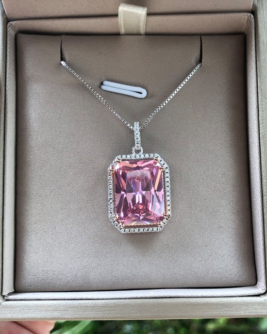 Yellow small octagonal zircon Pendant