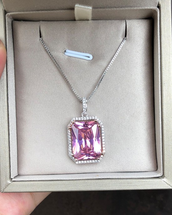 Yellow small octagonal zircon Pendant