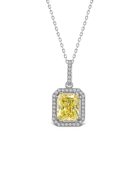 Yellow small octagonal zircon Pendant