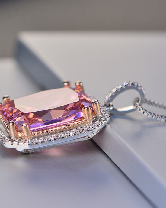 Yellow small octagonal zircon Pendant