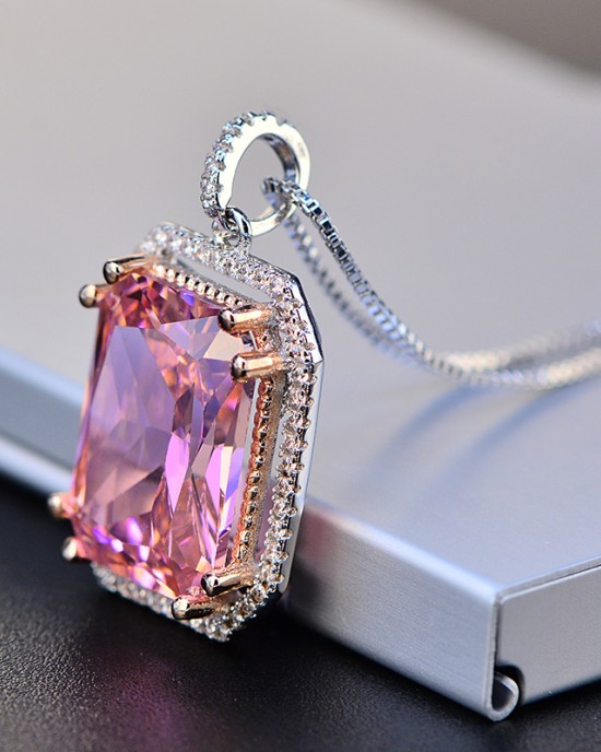 Yellow small octagonal zircon Pendant