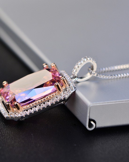 Yellow small octagonal zircon Pendant