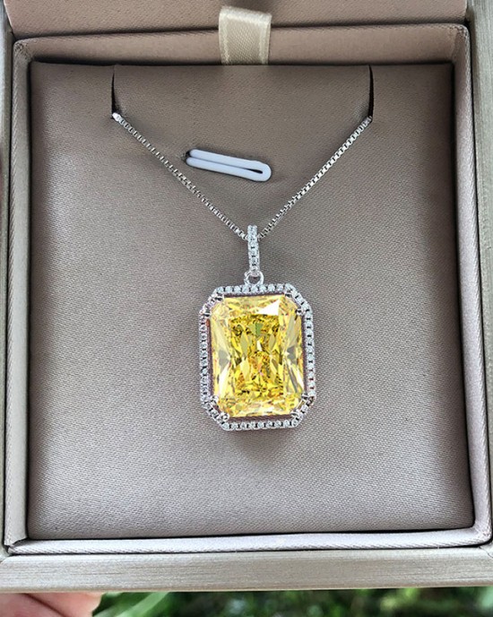 Yellow small octagonal zircon Pendant